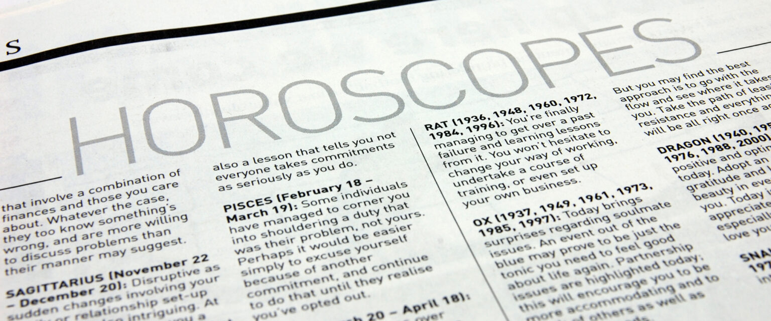 A photo of the horoscopes section of a newspaper.