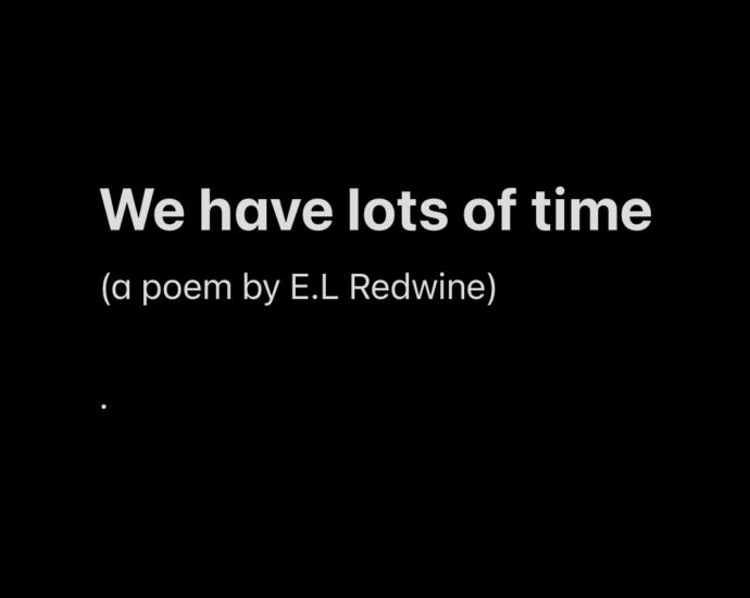 The poem "We have lots of time" consists of the title, a byline, and a single period as the poem itself.