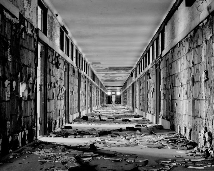 An abandoned hallway in the long forgotten Michigan Central Station in Detroit, Michigan.