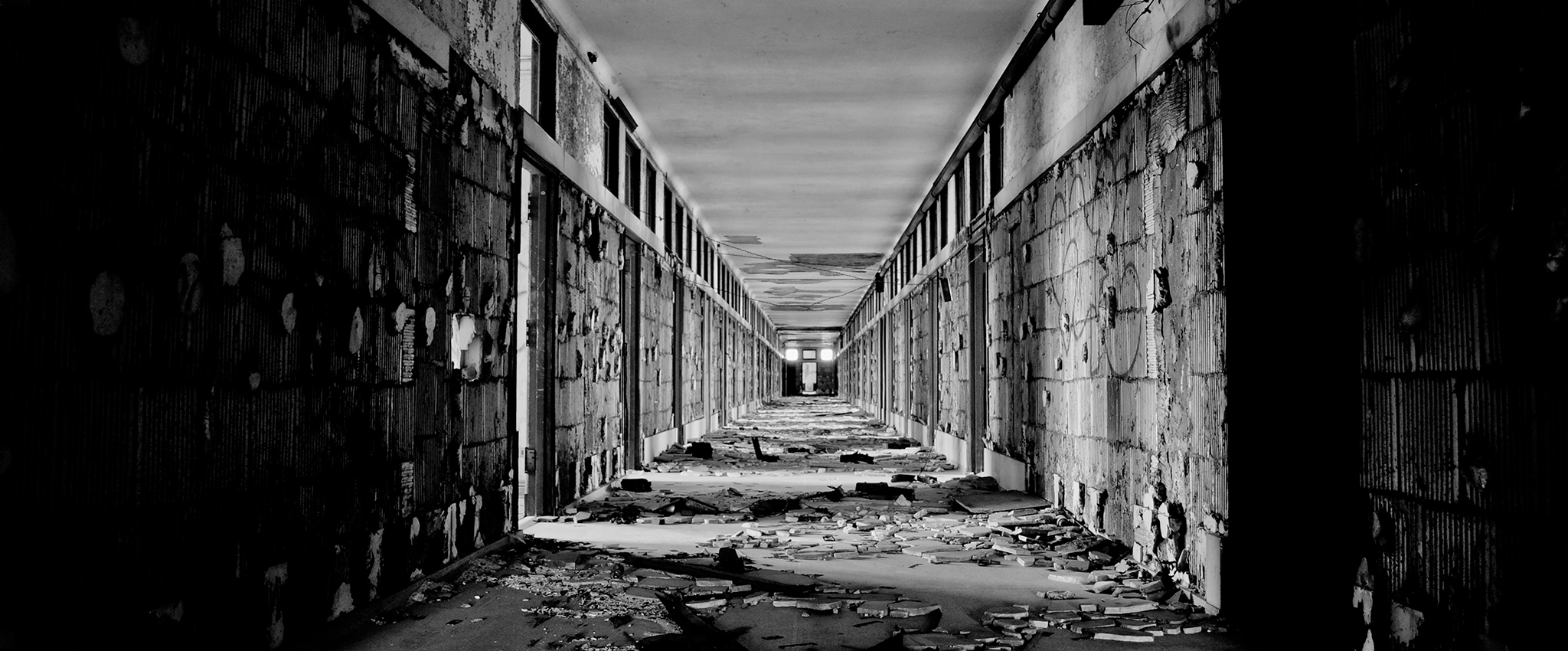 An abandoned hallway in the long forgotten Michigan Central Station in Detroit, Michigan.