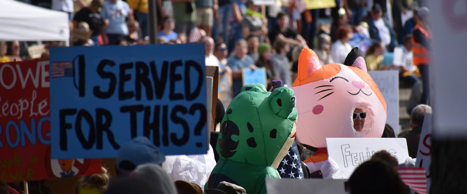 Des Moines, IA, USA - 10-18-2025: No Kings Protest community crowd